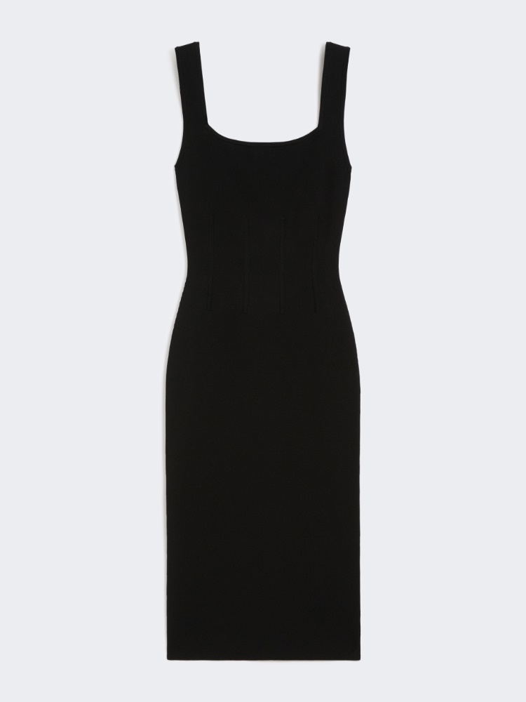 Full Milano-knit midi dress - 黑色 - Marina Rinaldi - 5