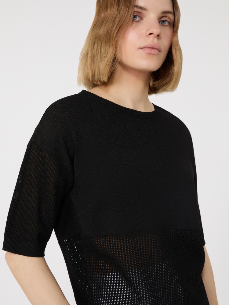 纯色圆领针织衫 - 黑色 - Marina Rinaldi - 4