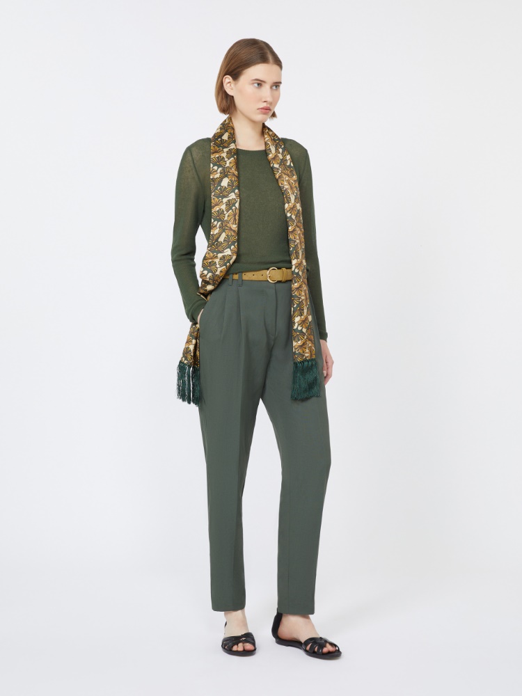 棉质混纺修身针织衫 - 绿色 - Marina Rinaldi