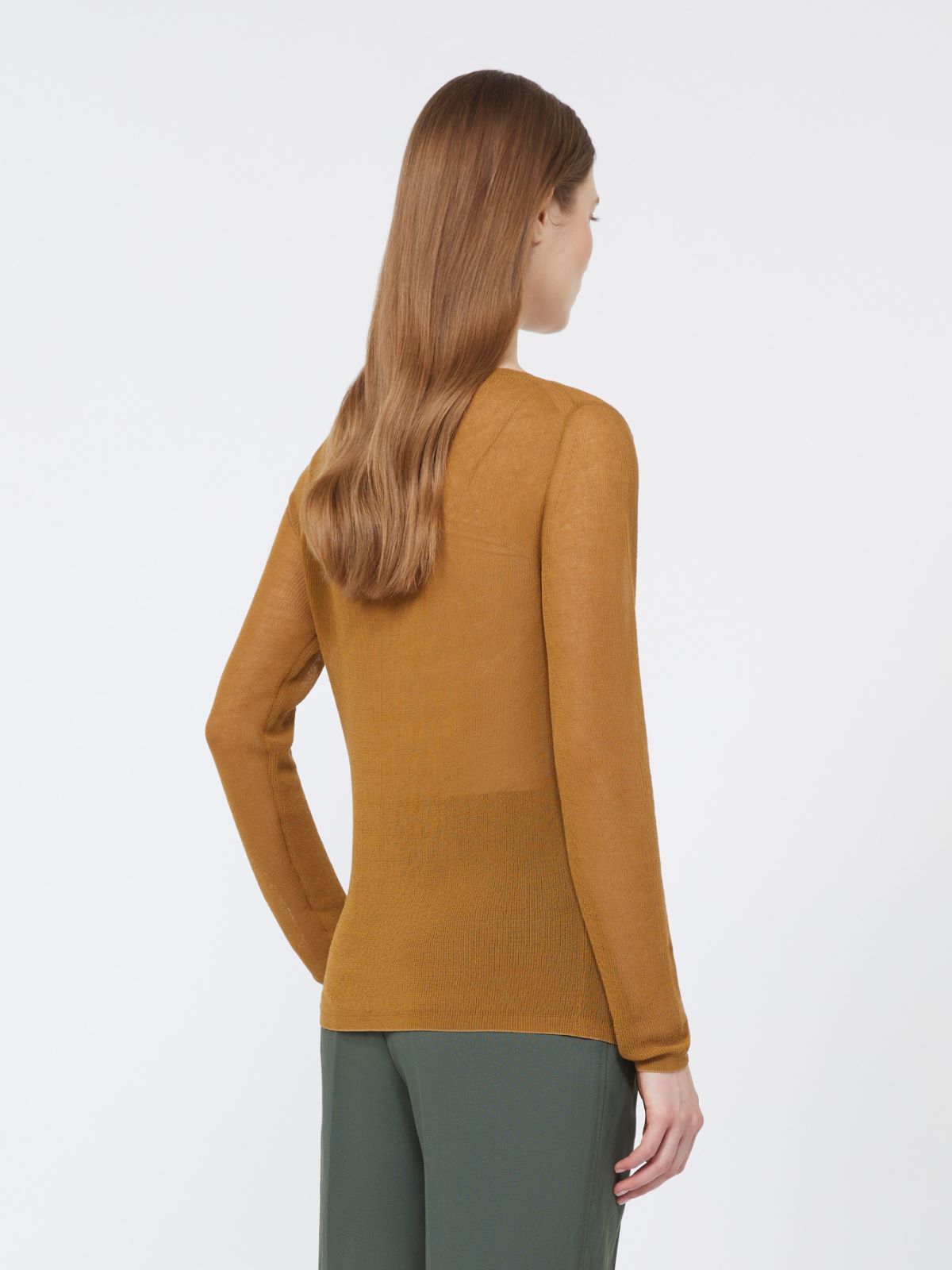 棉质混纺修身针织衫 - 赭色 - Marina Rinaldi - 3