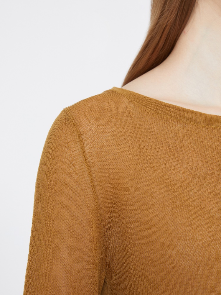 棉质混纺修身针织衫 - 赭色 - Marina Rinaldi - 4