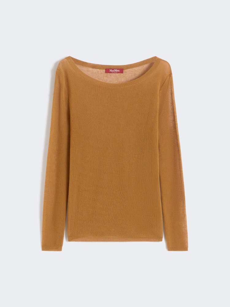 棉质混纺修身针织衫 - 赭色 - Marina Rinaldi