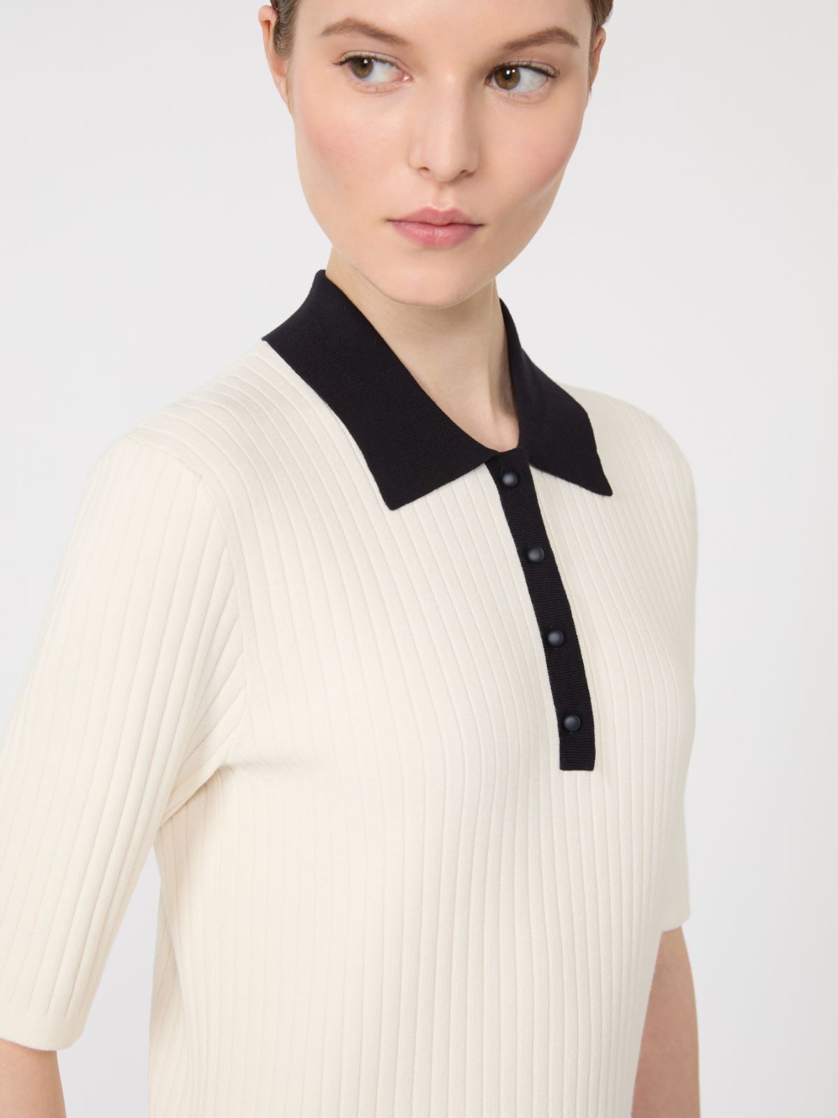 Stretch viscose jumper - 白色和蓝色 - Marina Rinaldi - 4