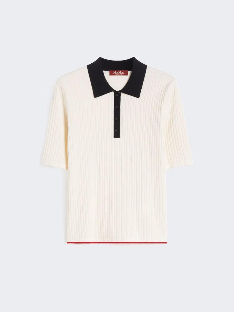 Stretch viscose jumper - 白色和蓝色 - Marina Rinaldi - 6