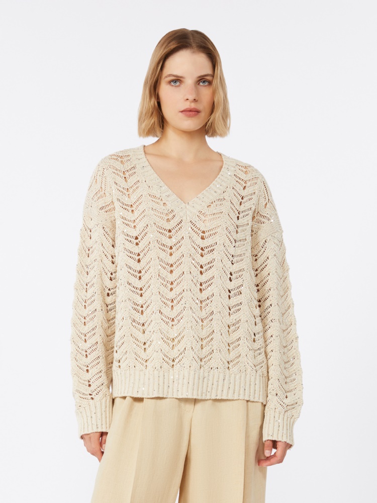 Cotton yarn and sequin sweater - 米色 - Marina Rinaldi - 2