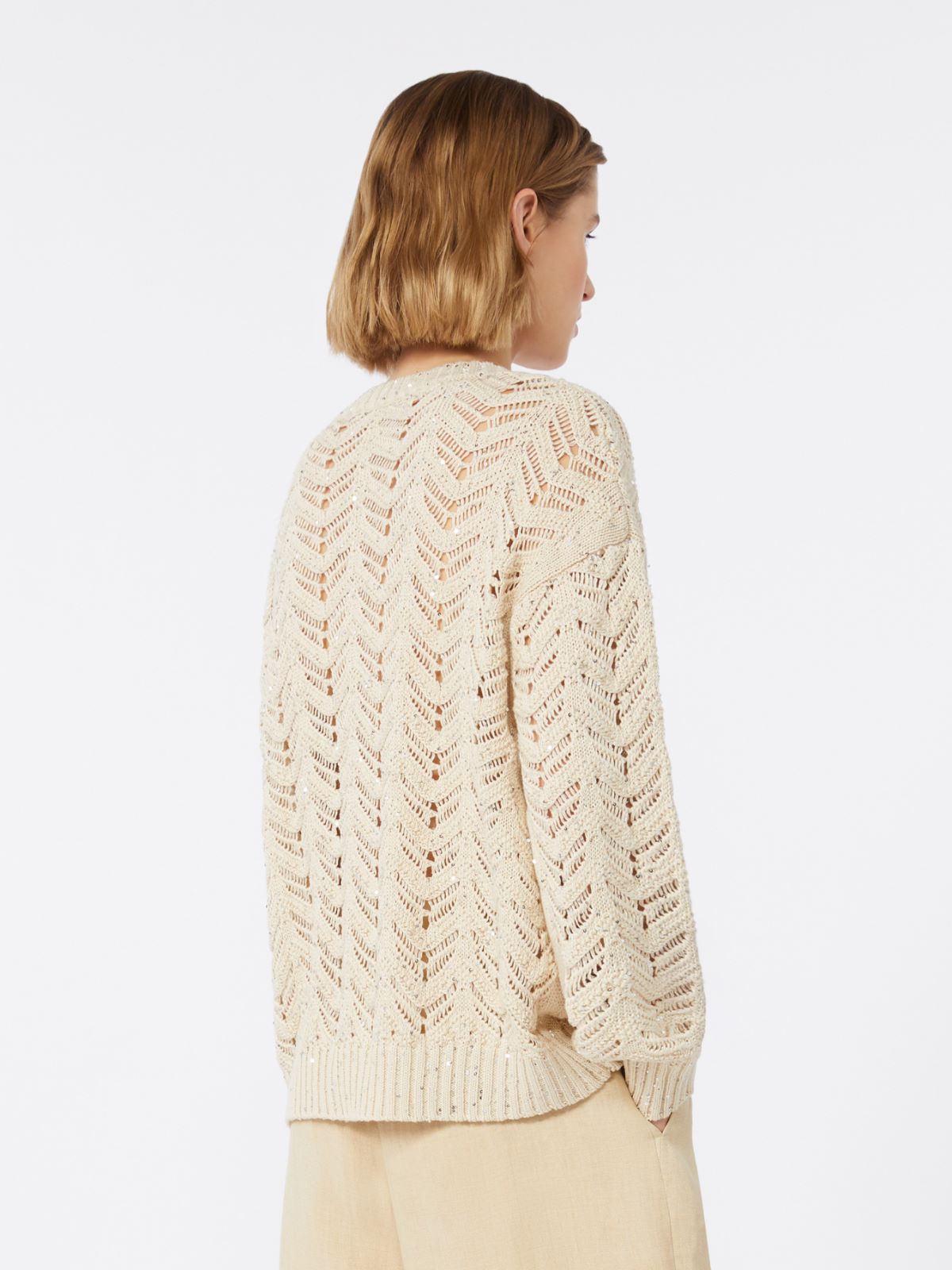 Cotton yarn and sequin sweater - 米色 - Marina Rinaldi - 3
