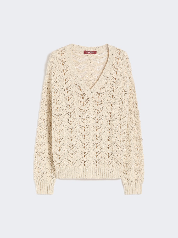 Cotton yarn and sequin sweater - 米色 - Marina Rinaldi - 6