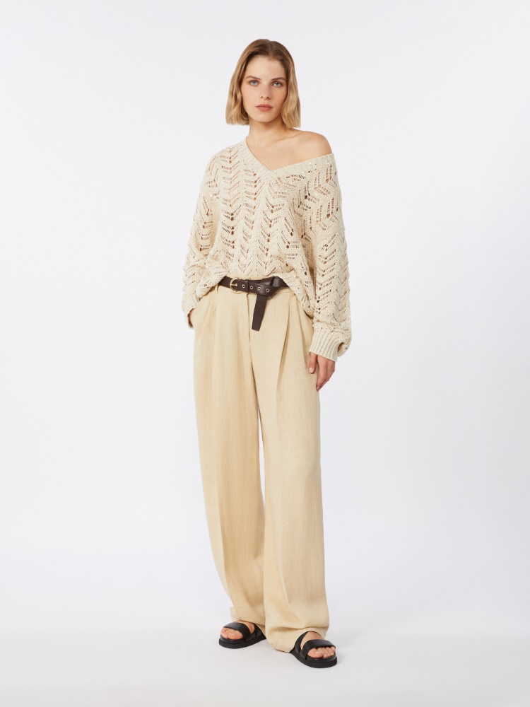 Cotton yarn and sequin sweater - 米色 - Marina Rinaldi