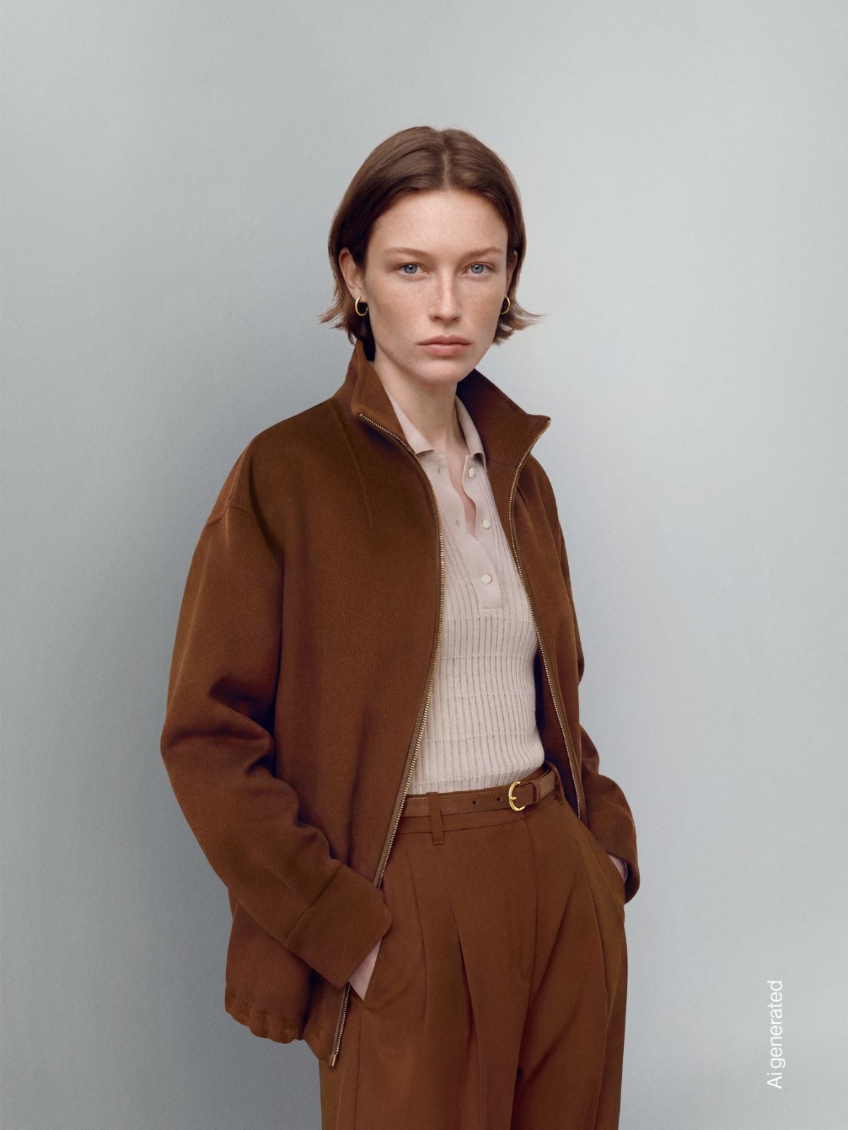 镂空针织polo衫 - 粉红色 - Marina Rinaldi