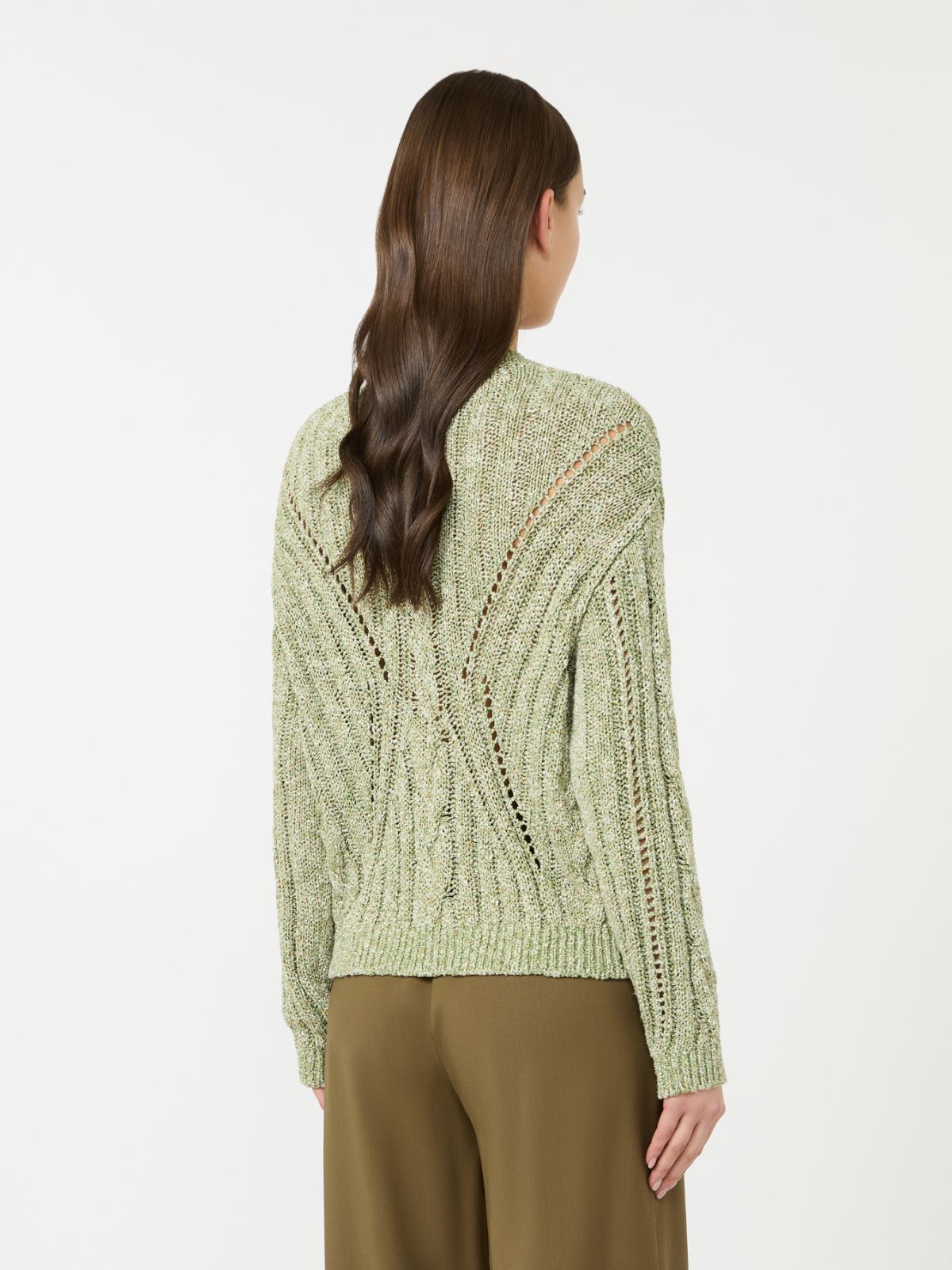 棉质混纺宽松针织衫 - 绿色 - Marina Rinaldi - 3