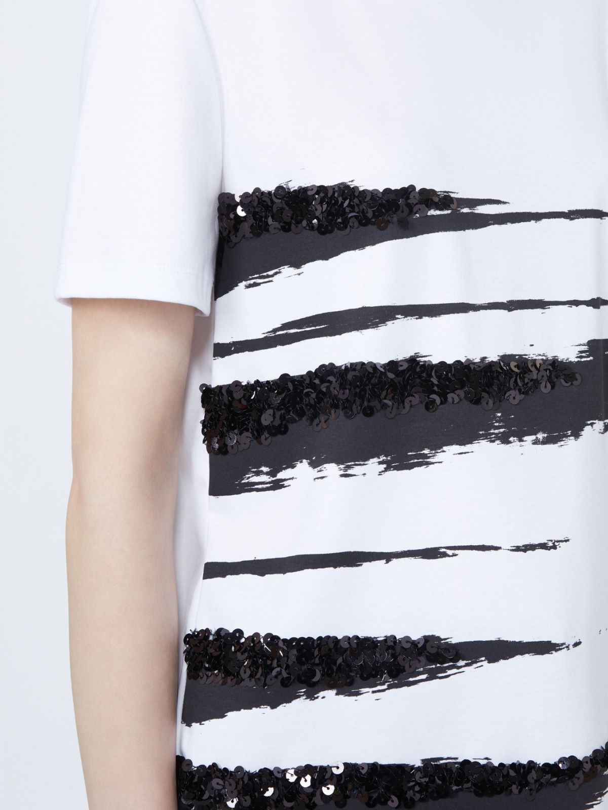 棉质印花短袖T恤 - 白色 - Marina Rinaldi - 4