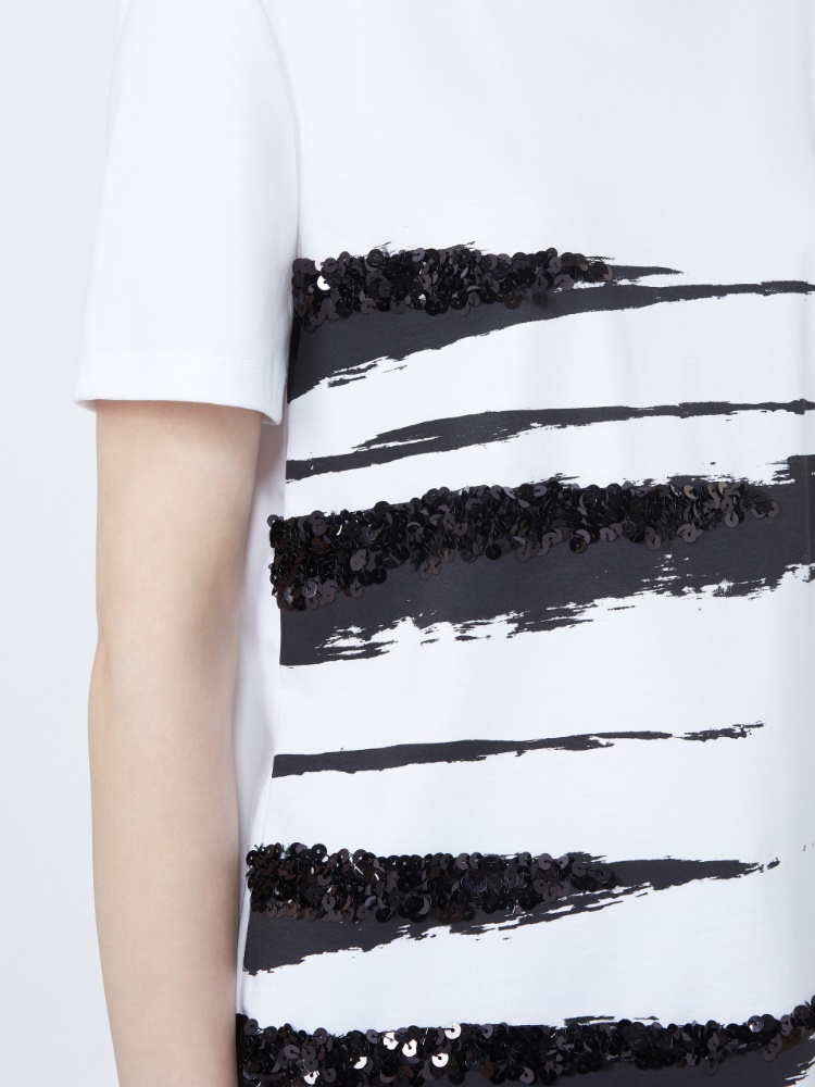 棉质印花短袖T恤 - 白色 - Marina Rinaldi - 4