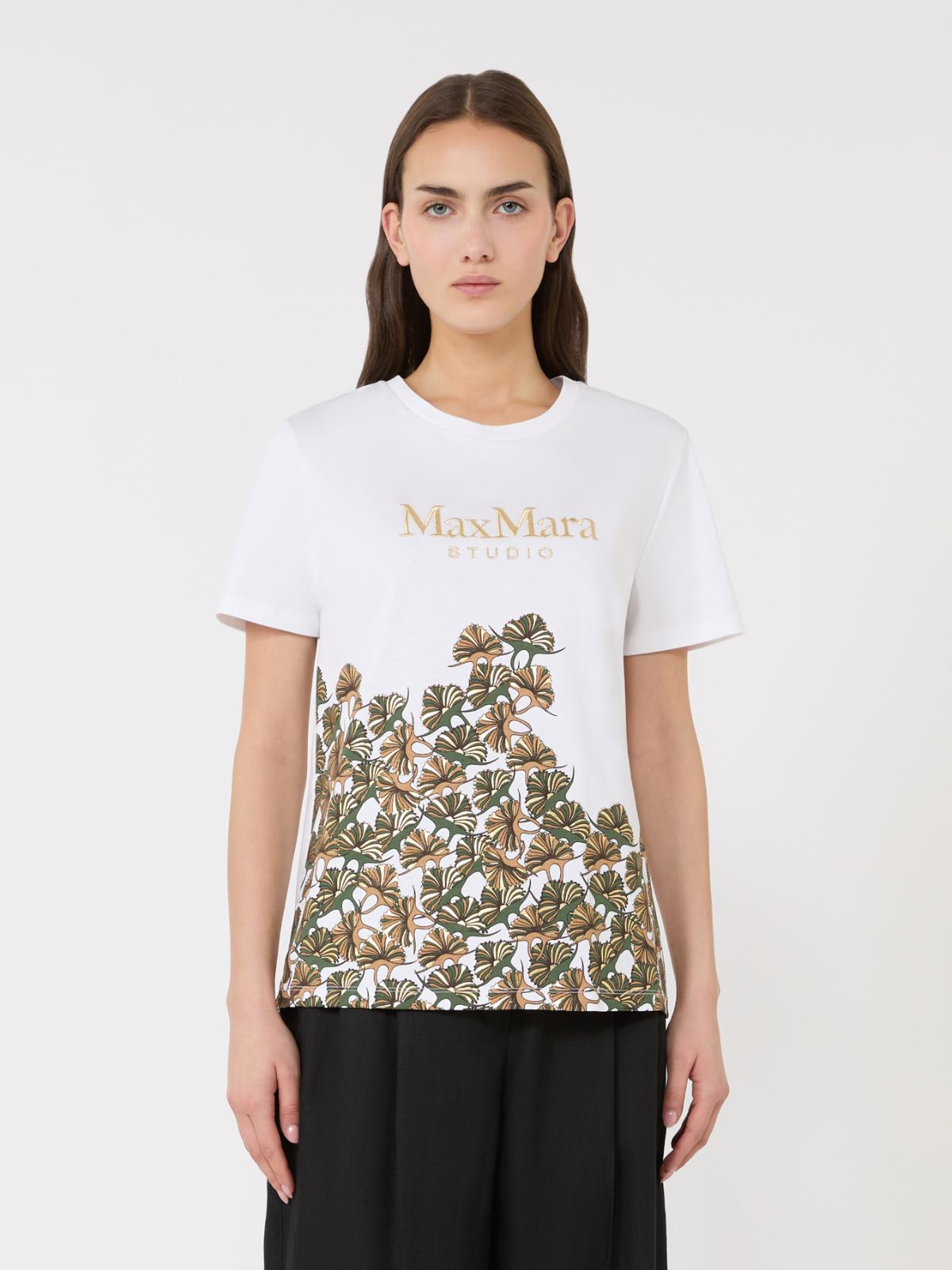 棉质印花短袖T恤 - 白色 - Marina Rinaldi - 2