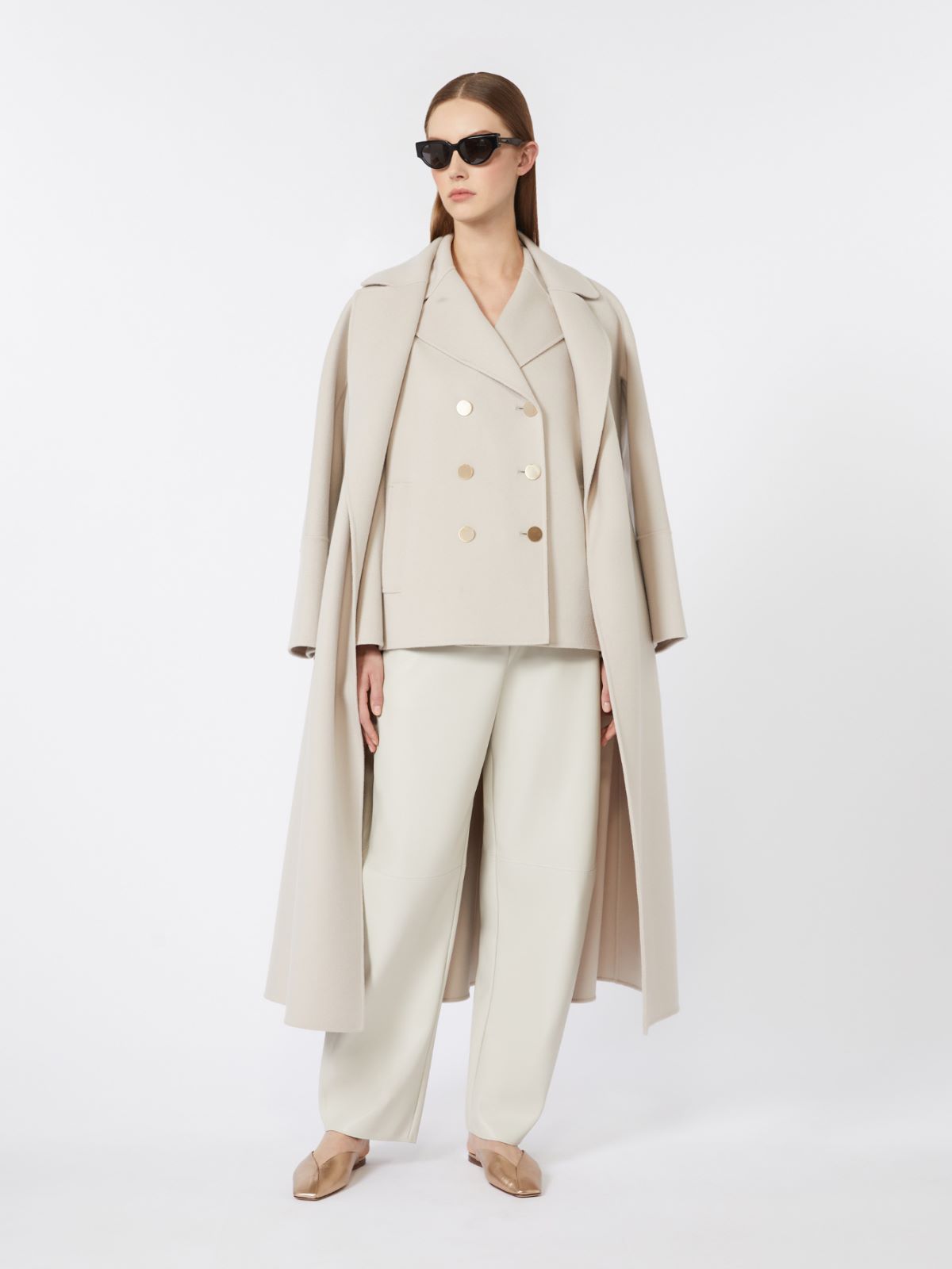 Wool robe coat - 米色 - Marina Rinaldi