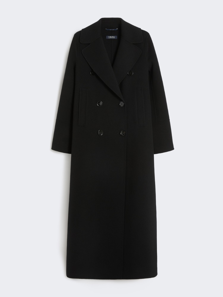 Long wool coat with half-belt detail - 黑色 - Marina Rinaldi - 6