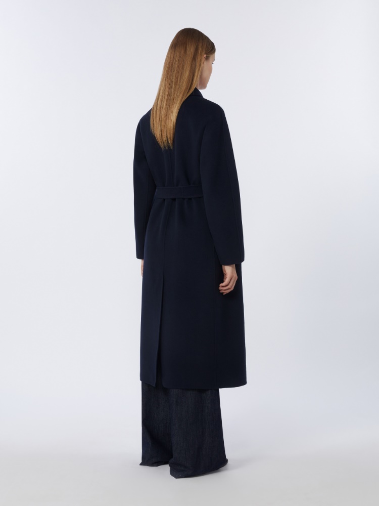 Flared wool coat - 深蓝色 - Marina Rinaldi - 3