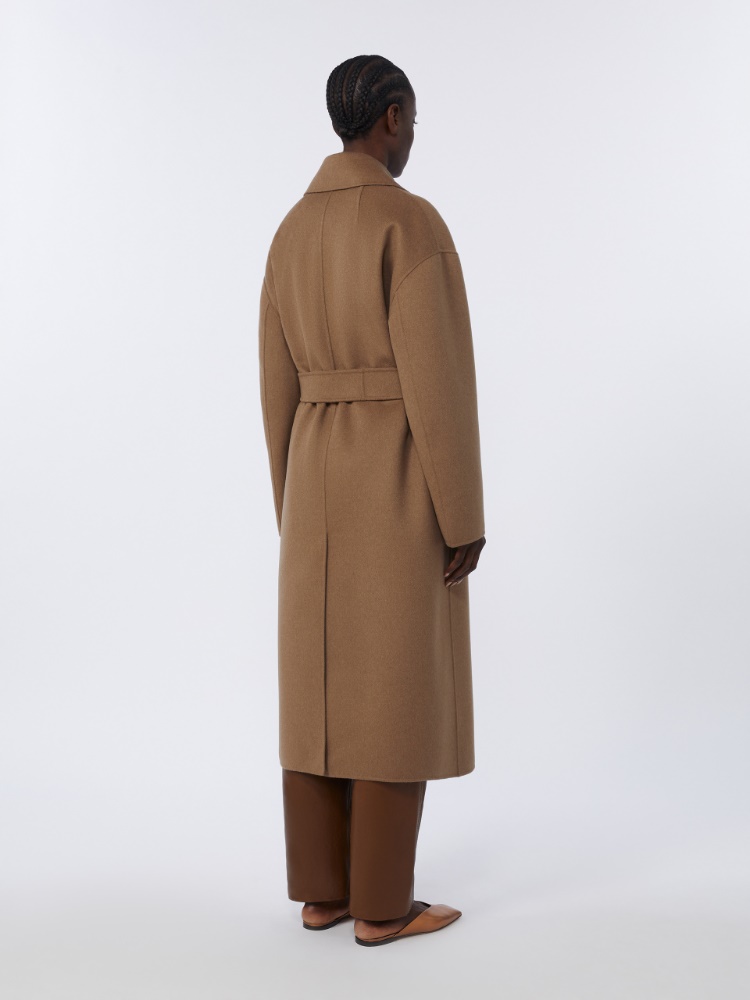 Long wool broadcloth coat - 驼色 - Marina Rinaldi - 3