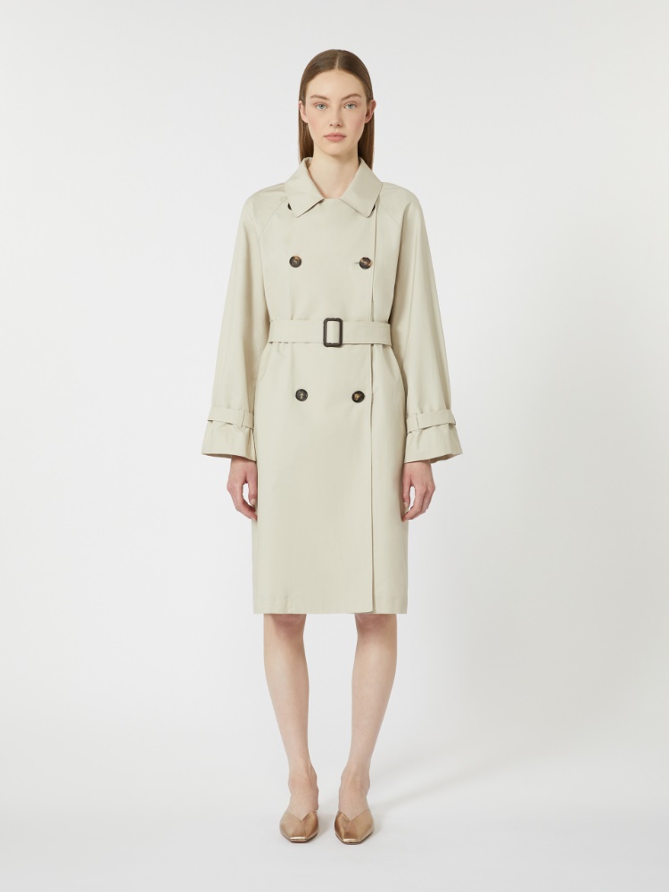 棉质混纺双排扣风衣外套 - 米色 - Marina Rinaldi - 2