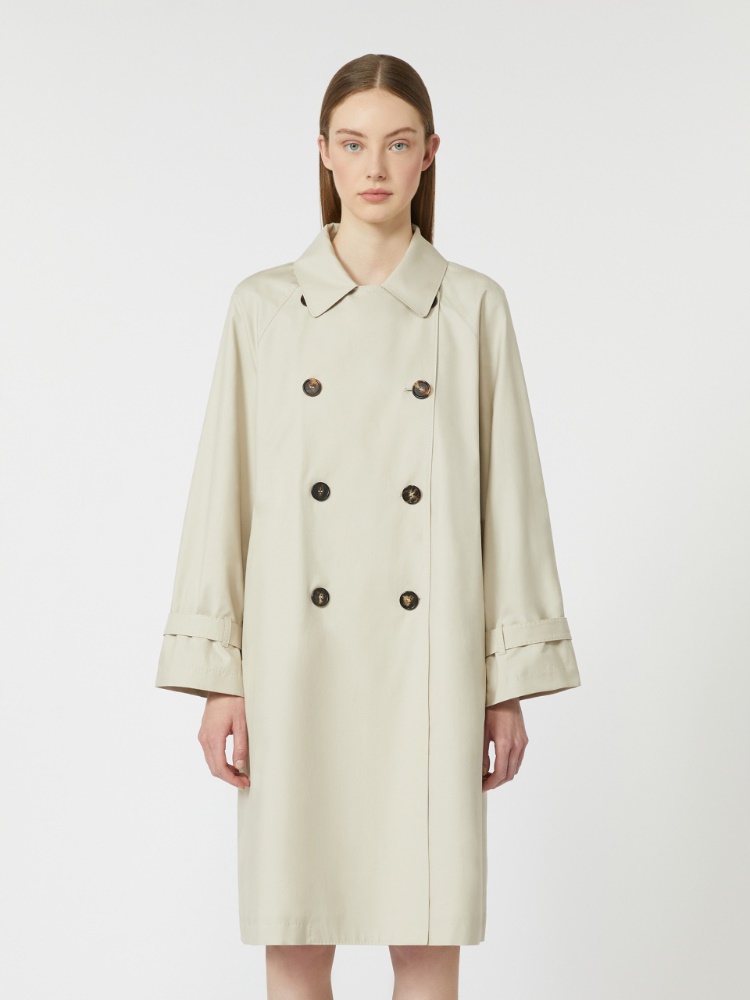 棉质混纺双排扣风衣外套 - 米色 - Marina Rinaldi - 5