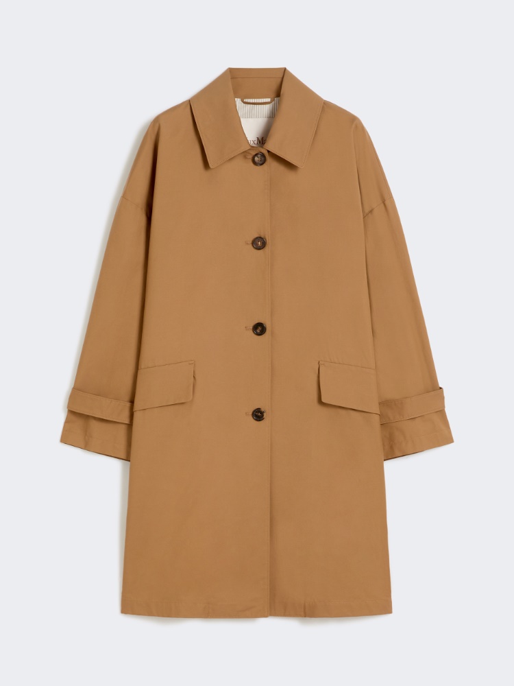 棉质混纺单排扣风衣 - 褐色 - Marina Rinaldi - 6