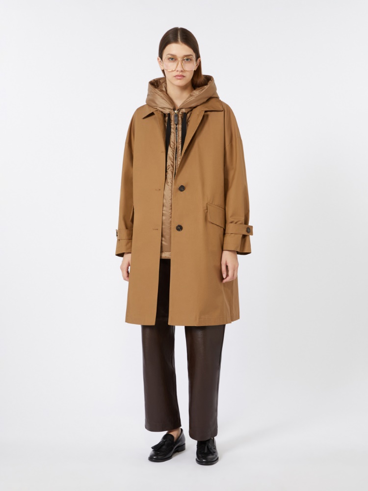 棉质混纺单排扣风衣 - 褐色 - Marina Rinaldi - 2