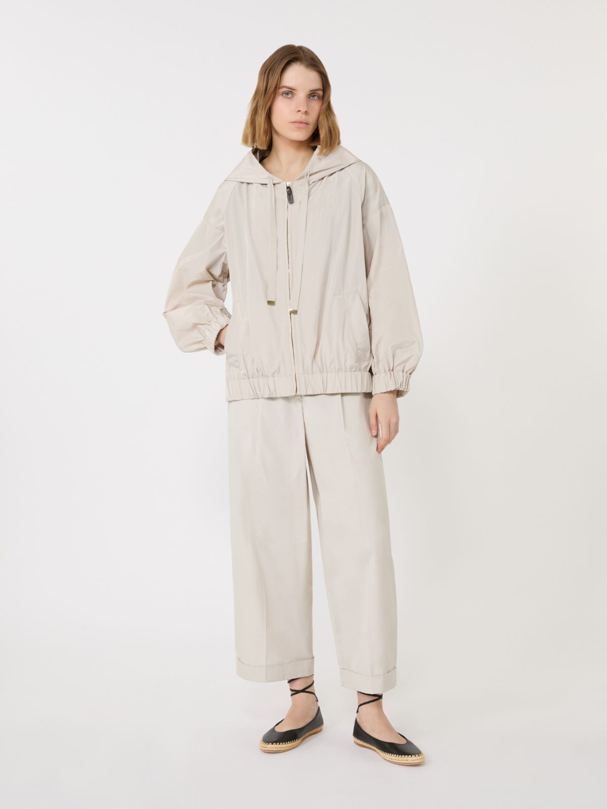 Short water-repellent taffeta jacket - 米色 - Marina Rinaldi