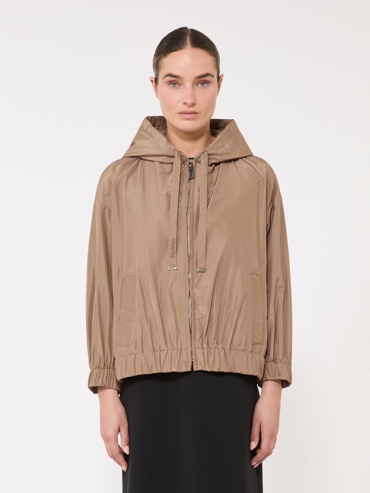 Short water-repellent taffeta jacket - 驼色 - Marina Rinaldi - 2