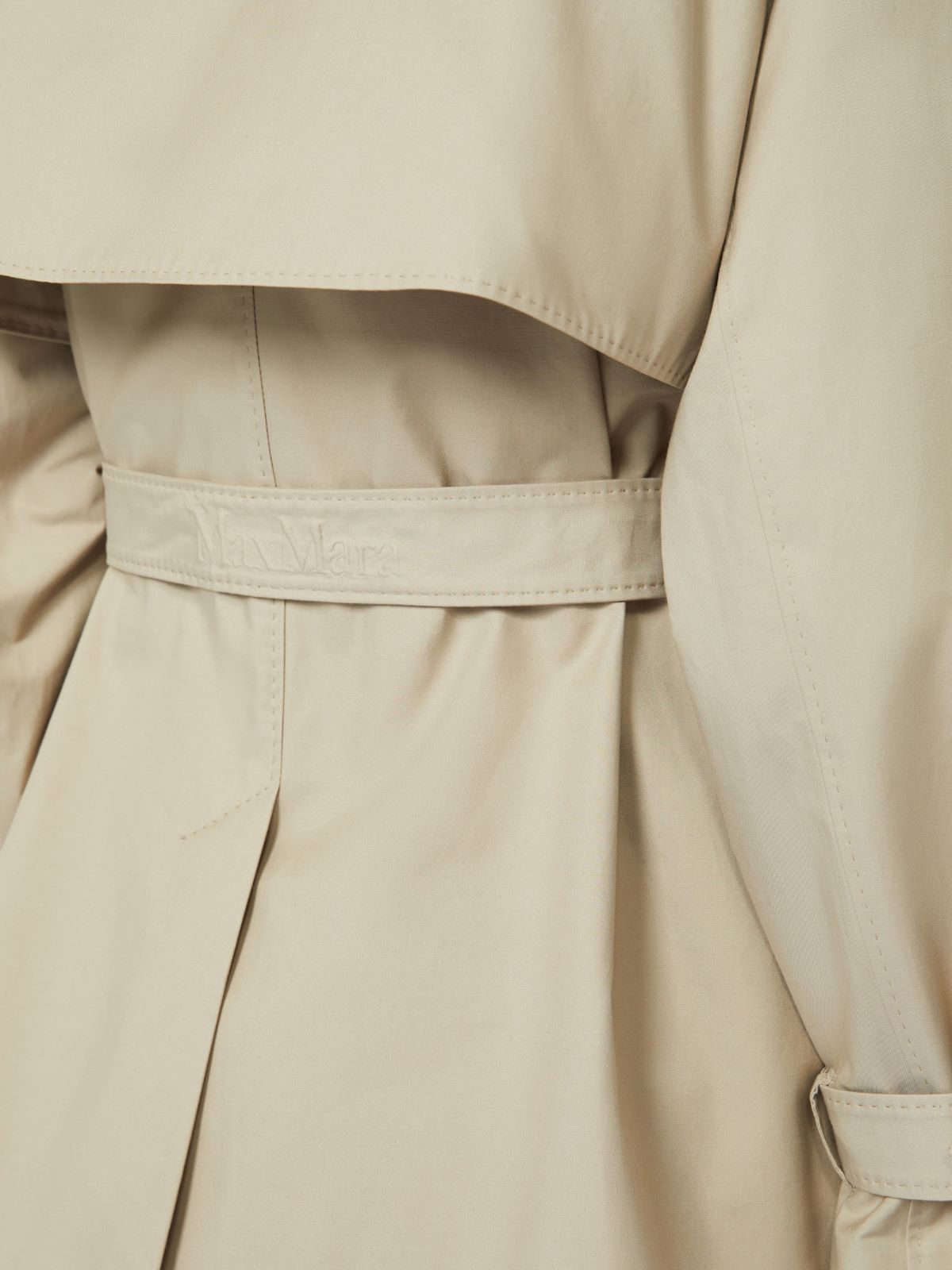 棉质混纺短款双排扣风衣外套 - 米色 - Marina Rinaldi - 4