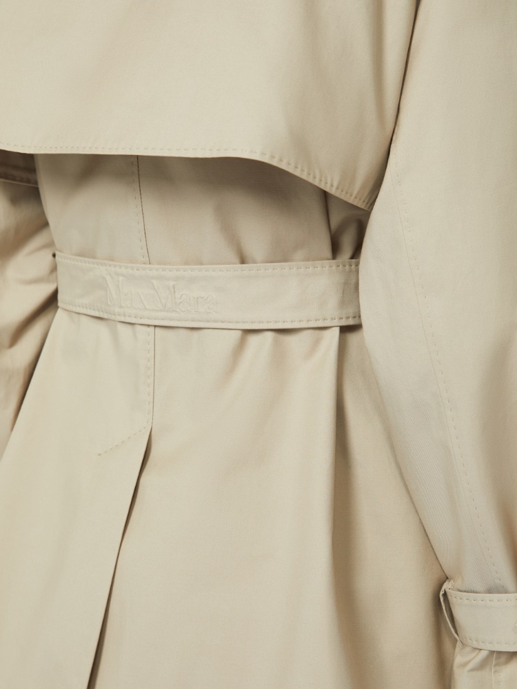 棉质混纺短款双排扣风衣外套 - 米色 - Marina Rinaldi - 4