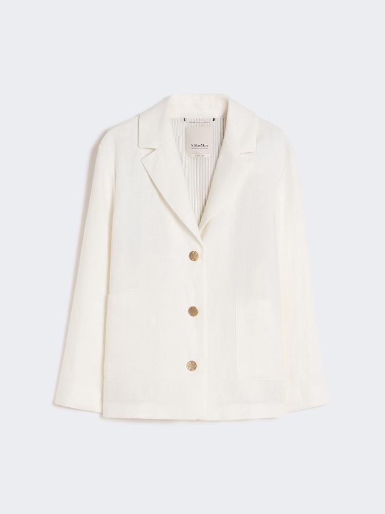 Linen canvas boxy jacket - 白色 - Marina Rinaldi