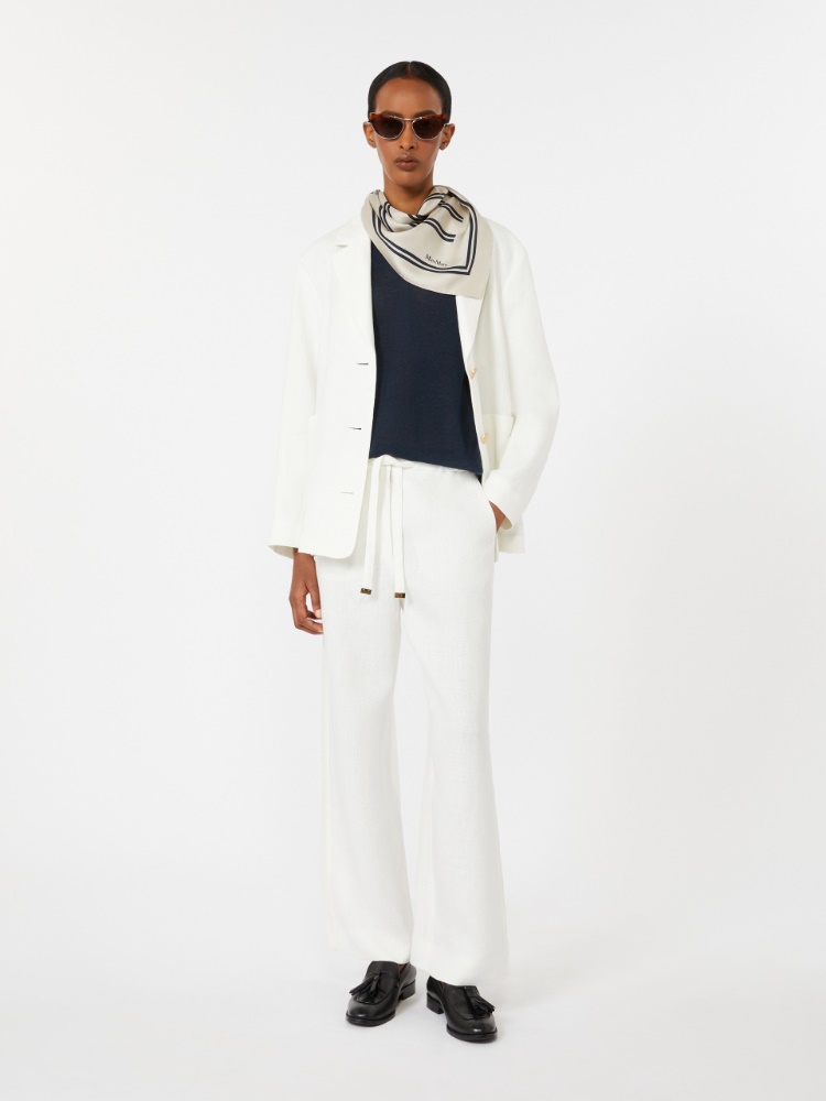 Linen canvas boxy jacket - 白色 - Marina Rinaldi