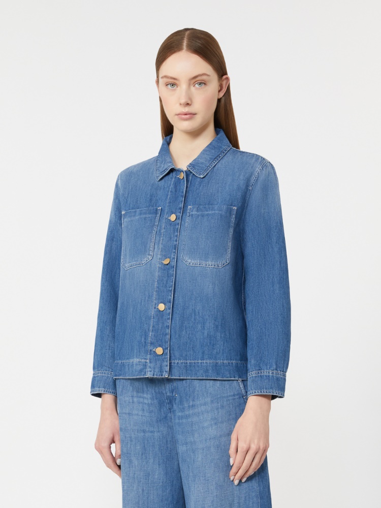 Cotton and linen denim jacket - 蓝色 - Marina Rinaldi - 2