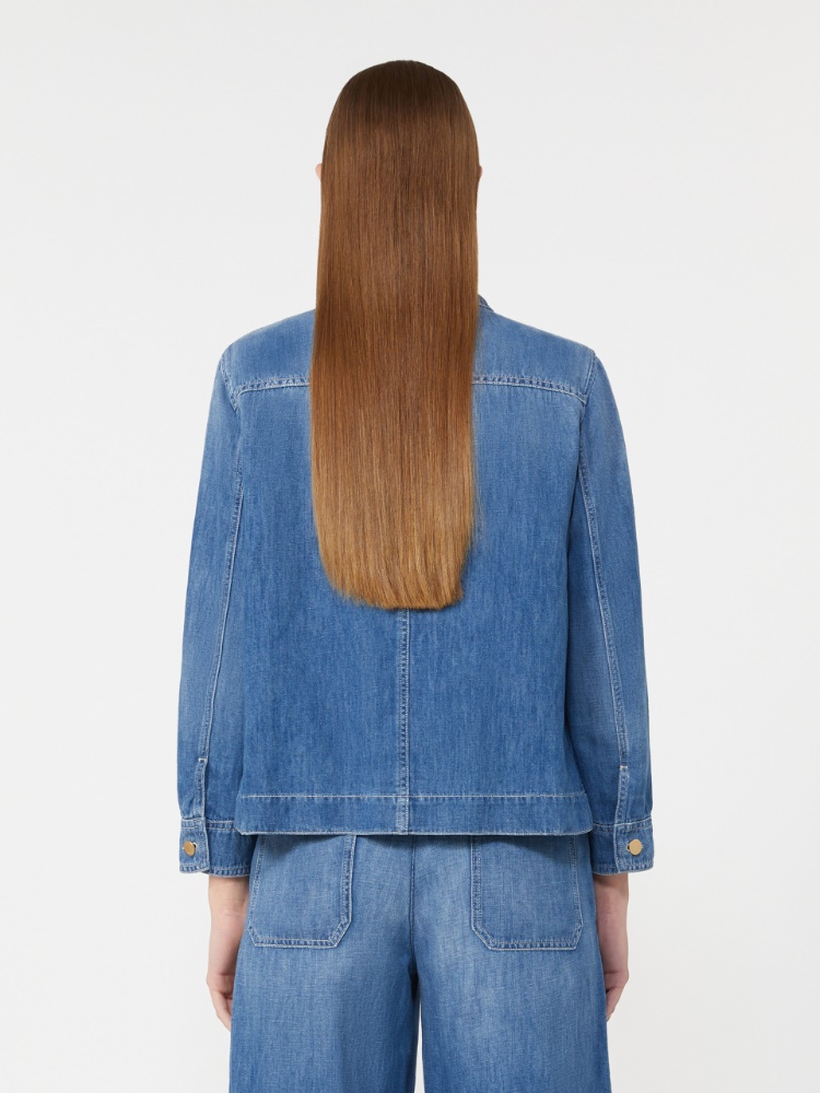 Cotton and linen denim jacket - 蓝色 - Marina Rinaldi - 3