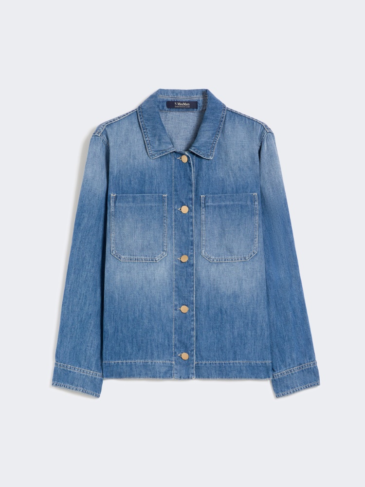 Cotton and linen denim jacket - 蓝色 - Marina Rinaldi