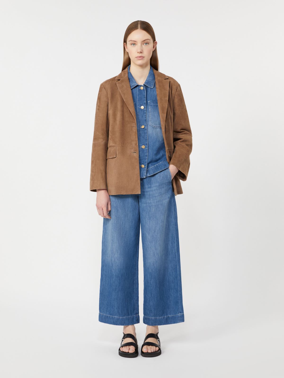 Cotton and linen denim jacket - 蓝色 - Marina Rinaldi