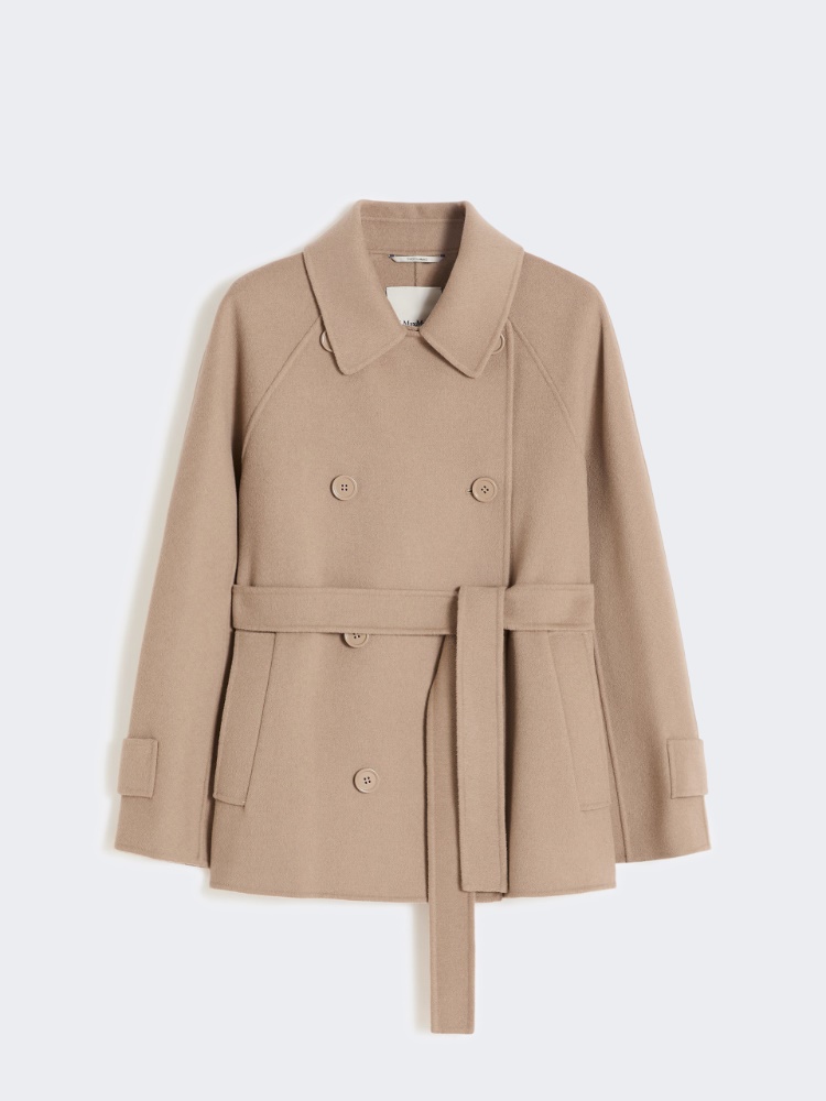 Double-breasted crop coat in pure wool - 米色 - Marina Rinaldi - 7