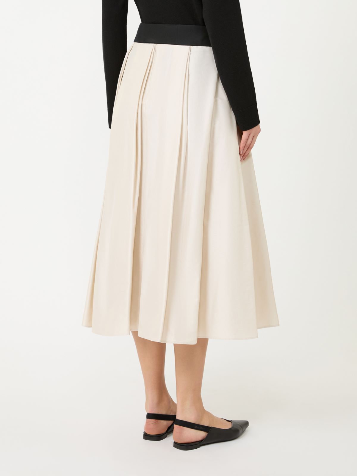 棉质混纺微喇廓形半身裙 - 米色 - Marina Rinaldi - 3