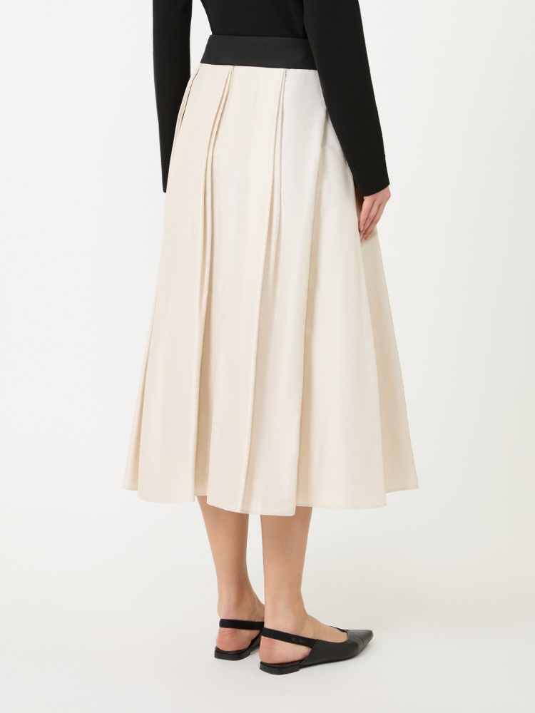 棉质混纺微喇廓形半身裙 - 米色 - Marina Rinaldi - 3