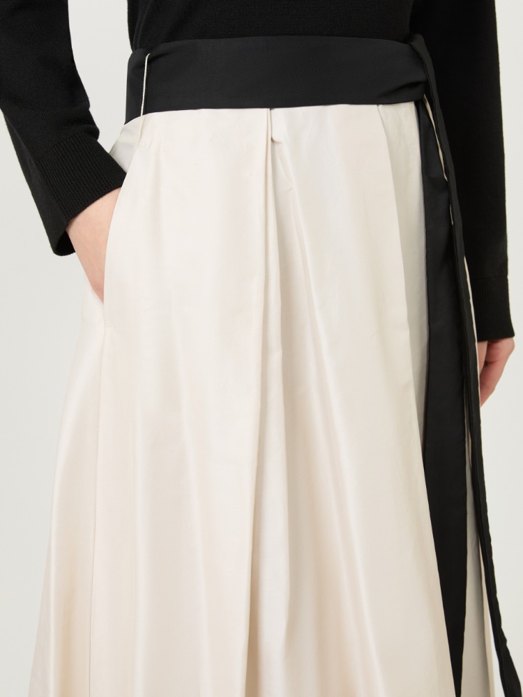 棉质混纺微喇廓形半身裙 - 米色 - Marina Rinaldi - 4