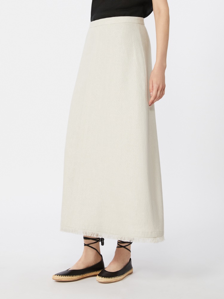 Cotton and linen basketweave skirt - 白色 - Marina Rinaldi - 2