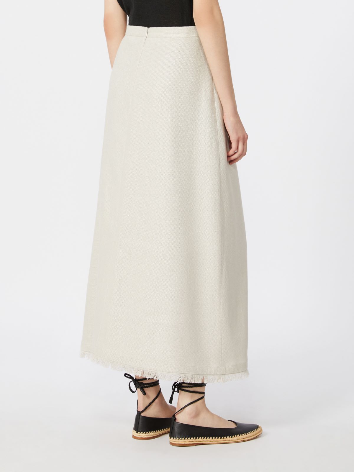 Cotton and linen basketweave skirt - 白色 - Marina Rinaldi - 3