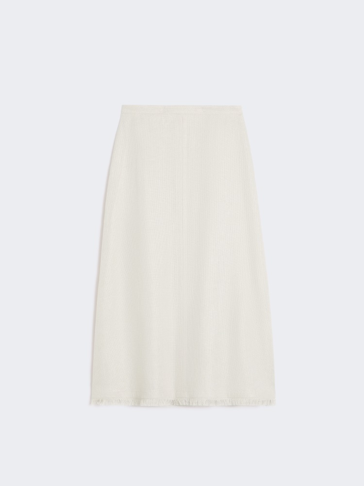 Cotton and linen basketweave skirt - 白色 - Marina Rinaldi - 5