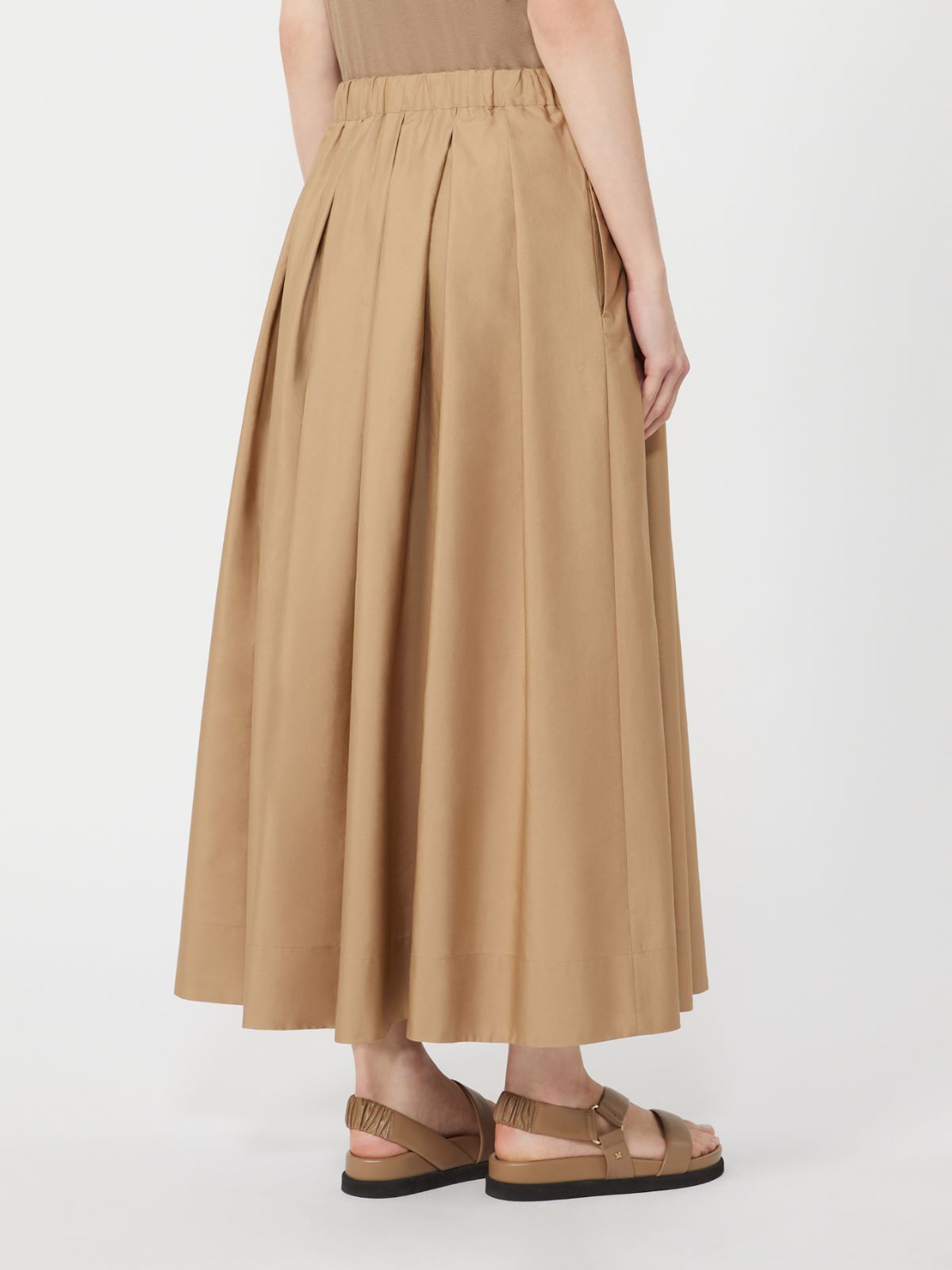 棉质A字长款半身裙 - 米色 - Marina Rinaldi - 3