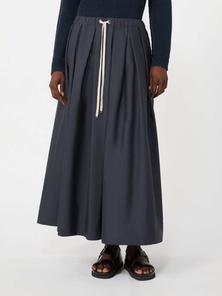 棉质A字长款半身裙 - 蓝色 - Marina Rinaldi - 2