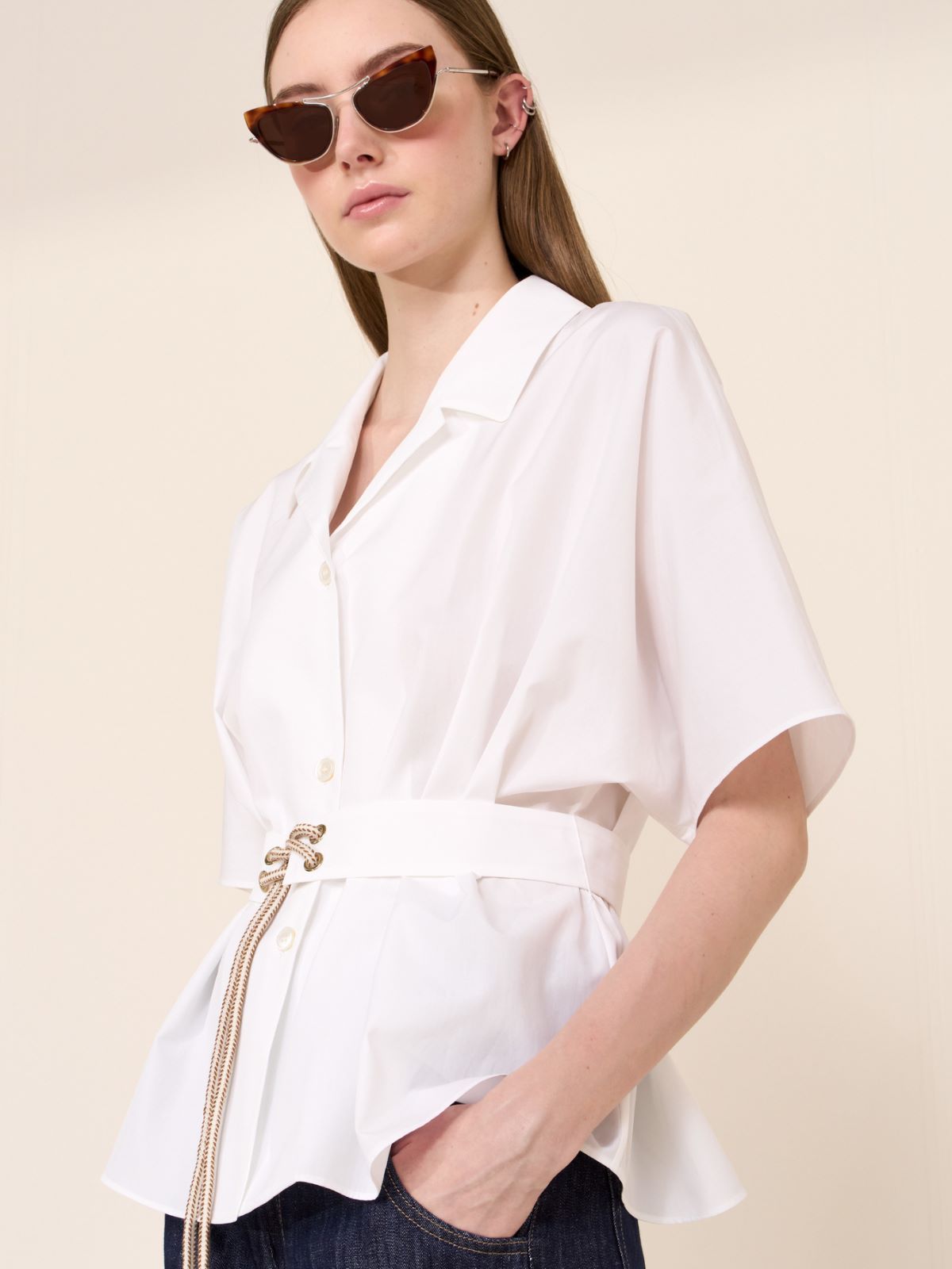 Cotton poplin shirt - 白色 - Marina Rinaldi