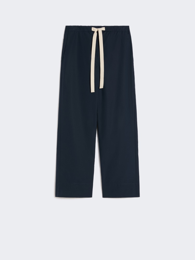 棉质直筒长裤 - 深蓝色 - Marina Rinaldi