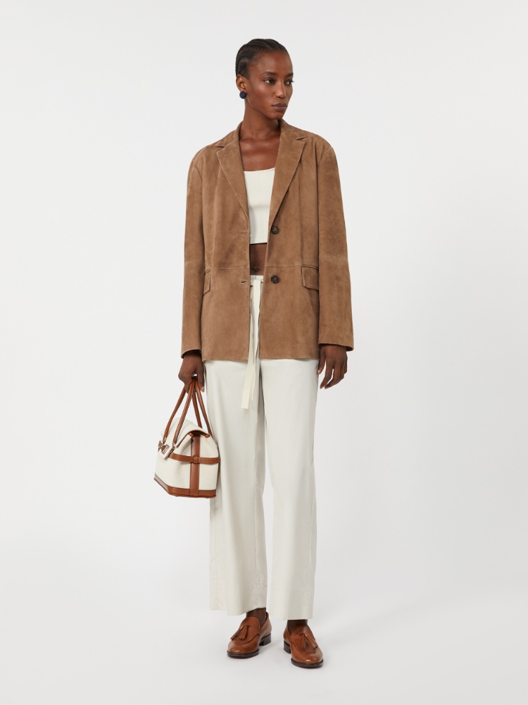 棉质直筒长裤 - 冰色 - Marina Rinaldi