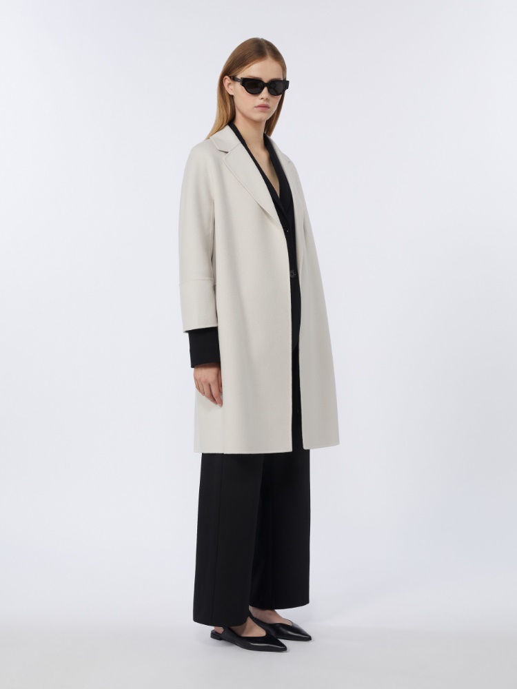 绵羊毛微喇休闲长裤 - 黑色 - Marina Rinaldi