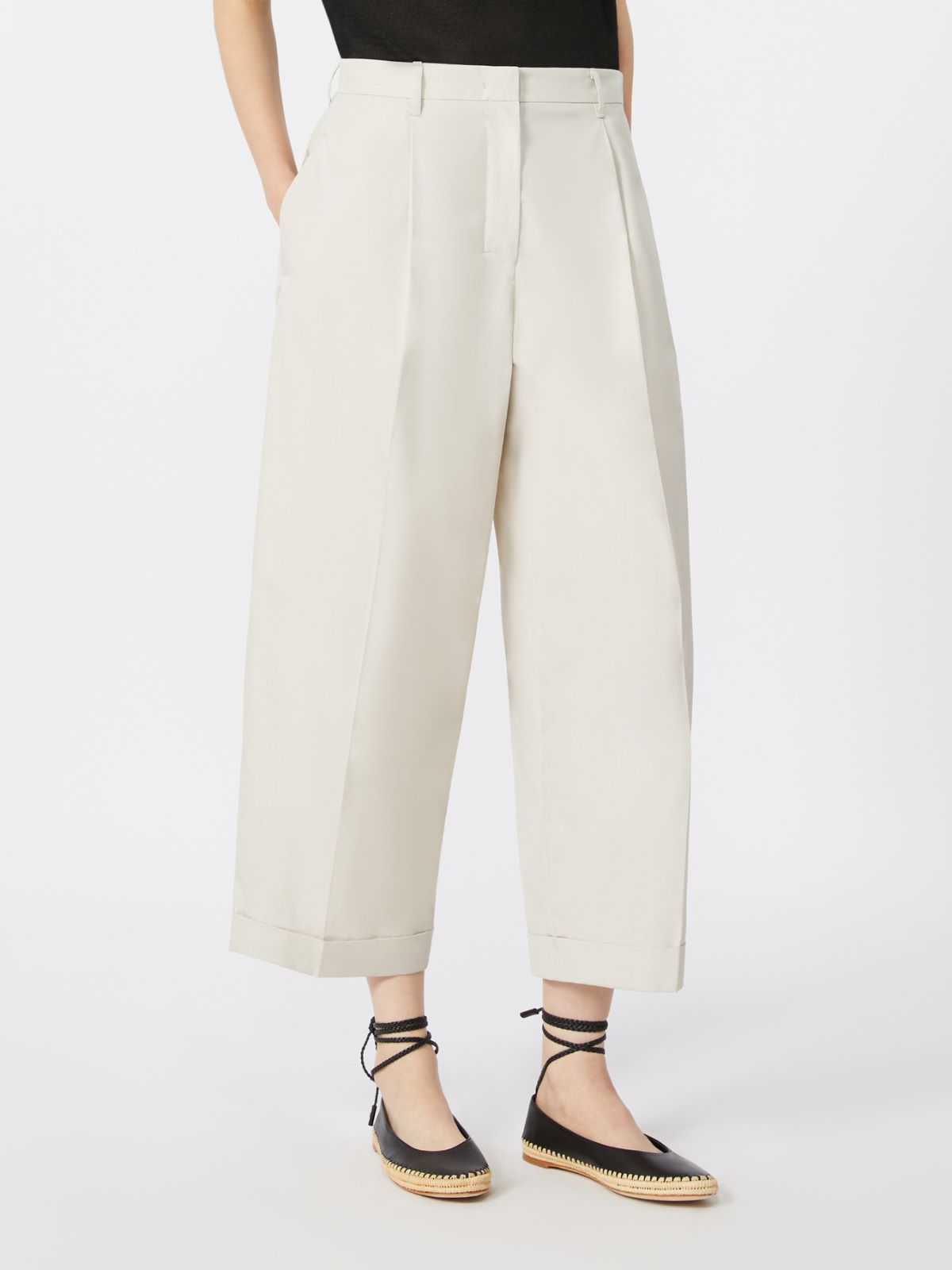 Cotton poplin trousers - 冰色 - Marina Rinaldi - 2