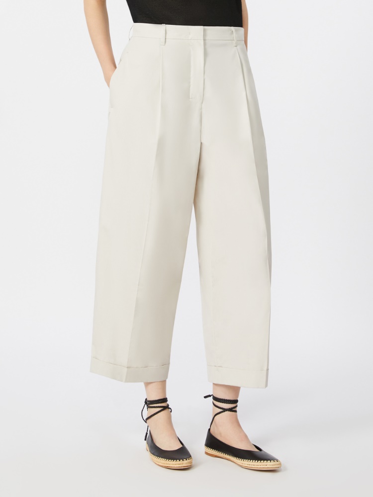 Cotton poplin trousers - 冰色 - Marina Rinaldi - 2